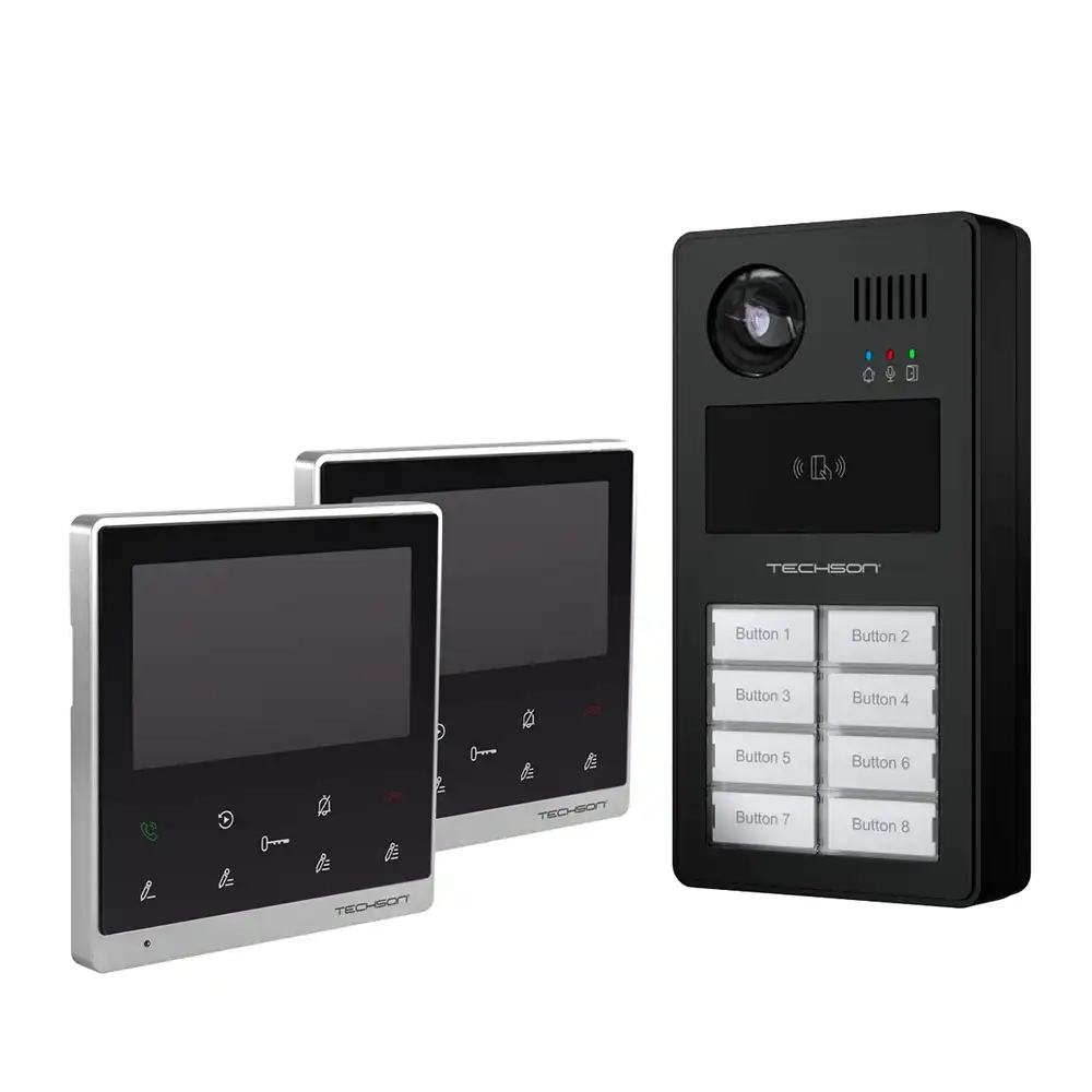 Techson TCTIS404_2db+TCTDS202 Többlakásos Video IP kaputelefon szett